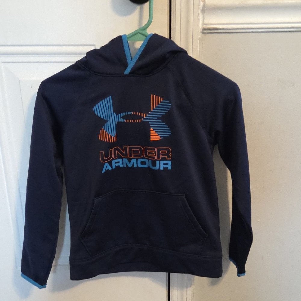 Under Armour Kids Blue Hoodie with Colorful Logo